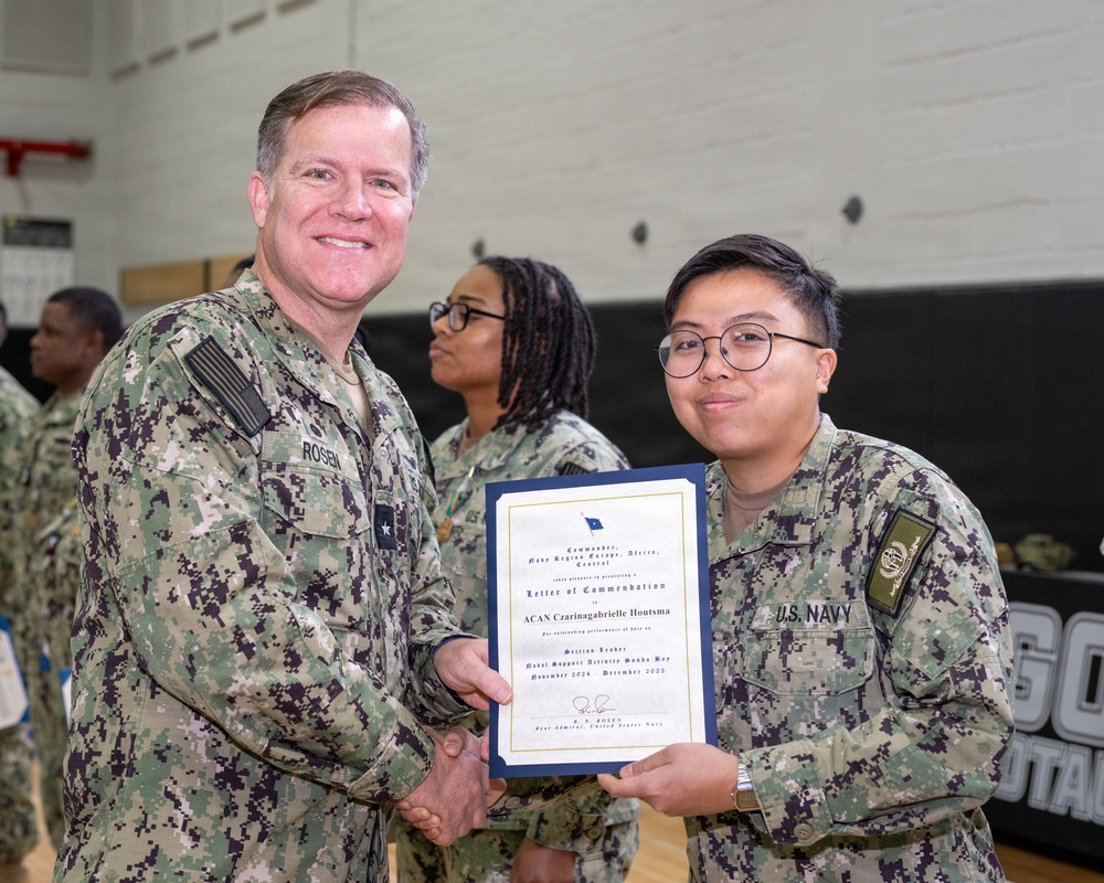 CNREURAFCENT Rear Adm. Brad Rosen hosts an All Hands at NSA Souda Bay