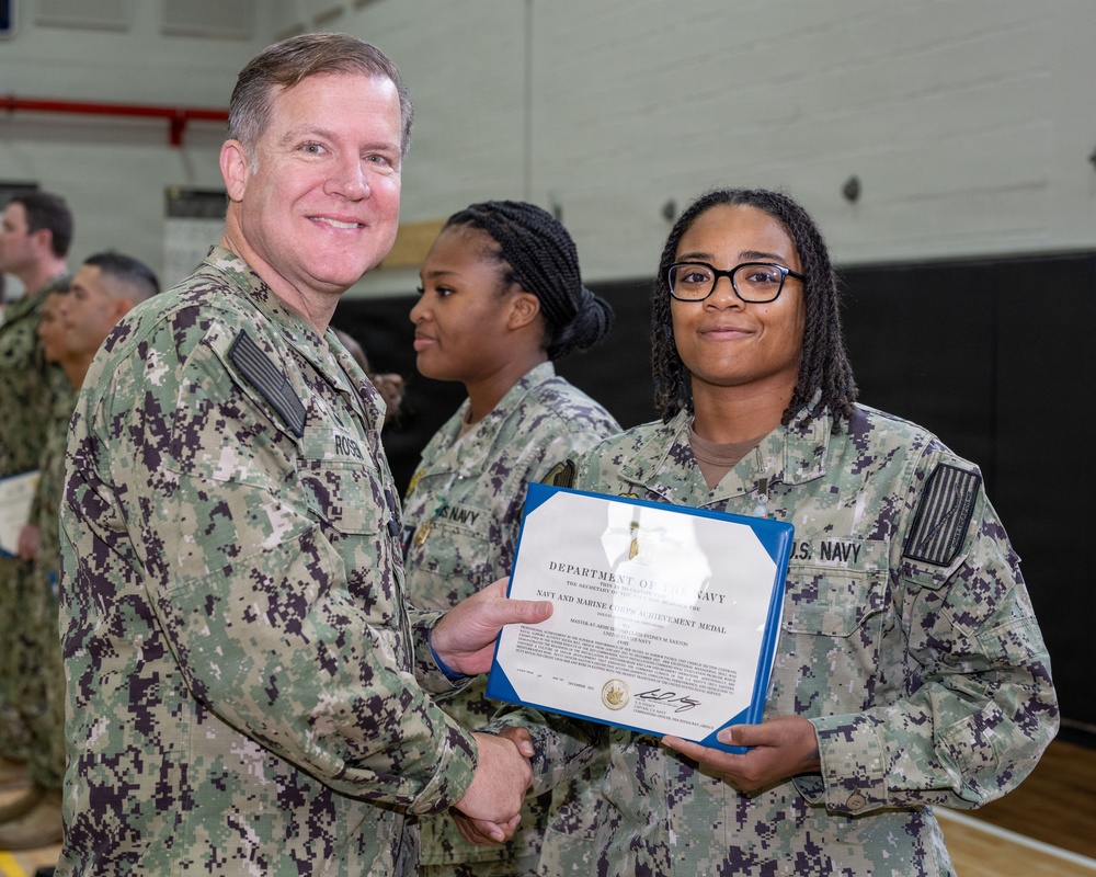 CNREURAFCENT Rear Adm. Brad Rosen hosts an All Hands at NSA Souda Bay