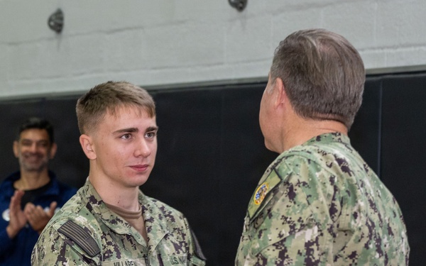 CNREURAFCENT Rear Adm. Brad Rosen hosts an All Hands at NSA Souda Bay