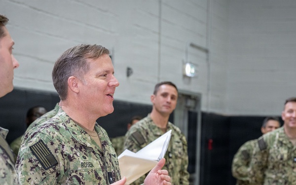 CNREURAFCENT Rear Adm. Brad Rosen hosts an All Hands at NSA Souda Bay