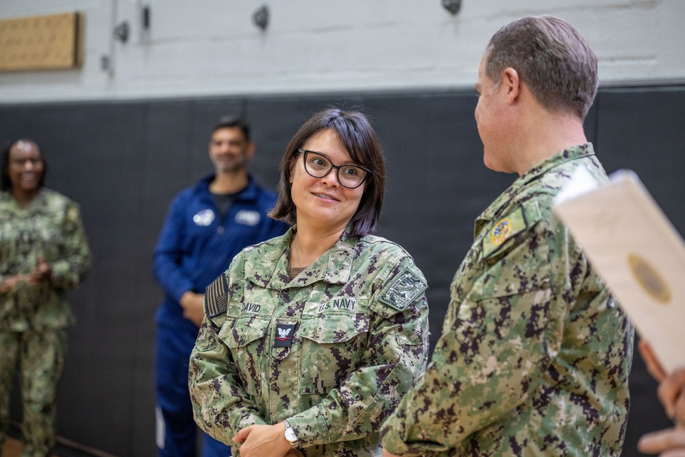 CNREURAFCENT Rear Adm. Brad Rosen hosts an All Hands at NSA Souda Bay