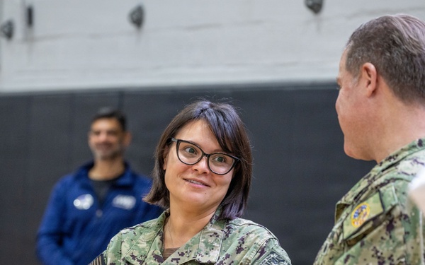 CNREURAFCENT Rear Adm. Brad Rosen hosts an All Hands at NSA Souda Bay