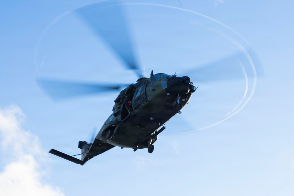 U.S. Marines, Sailors set up a forward arming and refueling point supporting Finnish Defense Forces