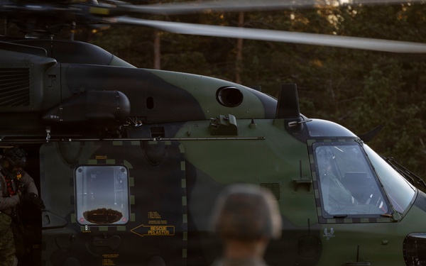 U.S. Marines, Sailors set up a forward arming and refueling point supporting Finnish Defense Forces