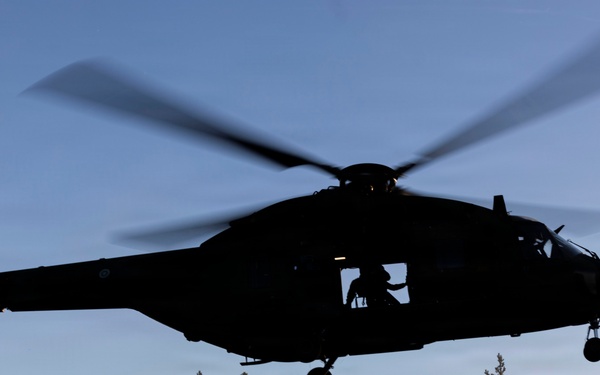 U.S. Marines, Sailors set up a forward arming and refueling point supporting Finnish Defense Forces