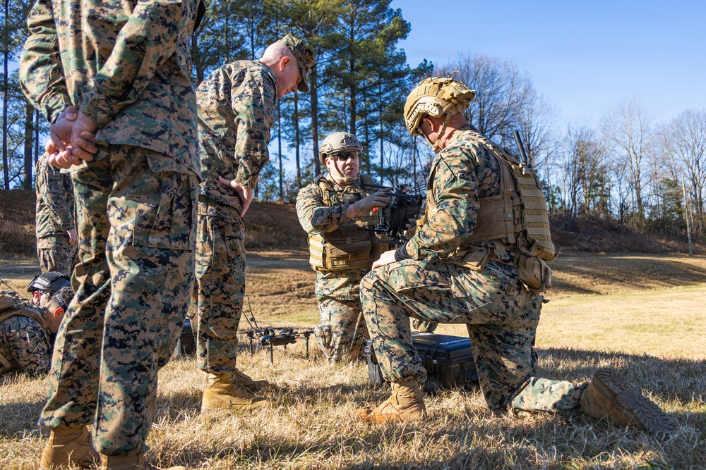 The Commandant, Gen. Eric M. Smith and the Sergeant Major of the Marine Corps, Carlos A. Ruiz watch a Drone Capabilities Demonstration