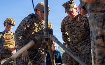 The Commandant, Gen. Eric M. Smith and the Sergeant Major of the Marine Corps, Carlos A. Ruiz watch a Drone Capabilities Demonstration