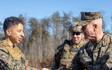 The Commandant, Gen. Eric M. Smith and the Sergeant Major of the Marine Corps, Carlos A. Ruiz watch a Drone Capabilities Demonstration