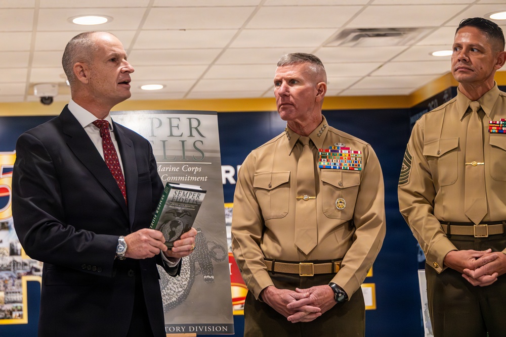 The Commandant, Gen. Eric M. Smith and the Sergeant Major of the Marine Corps, Carlos A. Ruiz attend the book release of Semper Fidelis