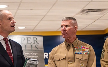 The Commandant, Gen. Eric M. Smith and the Sergeant Major of the Marine Corps, Carlos A. Ruiz attend the book release of Semper Fidelis