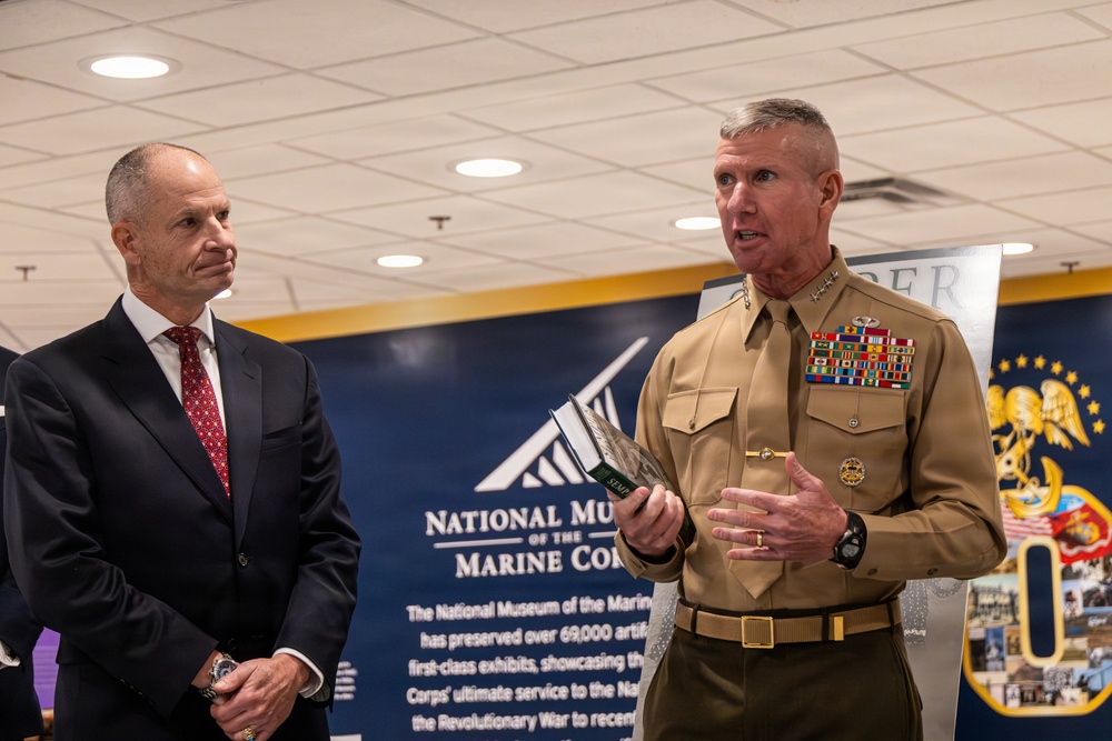 The Commandant, Gen. Eric M. Smith and the Sergeant Major of the Marine Corps, Carlos A. Ruiz attend the book release of Semper Fidelis