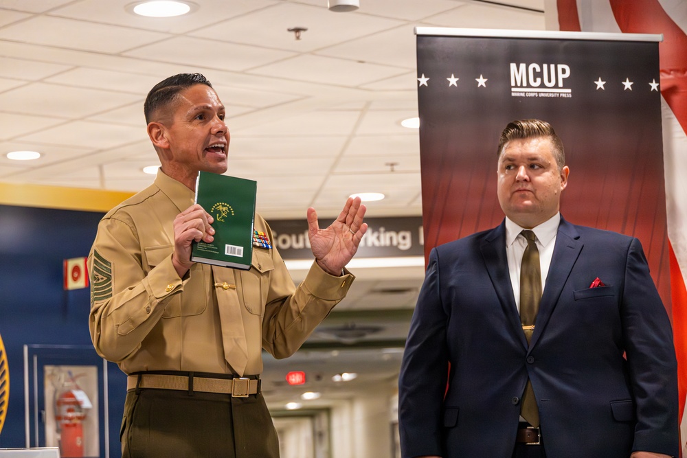 The Commandant, Gen. Eric M. Smith and the Sergeant Major of the Marine Corps, Carlos A. Ruiz attend the book release of Semper Fidelis