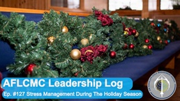 A thumbnail graphic for AFLCMC's "Leadership Log" podcast, episode 127.