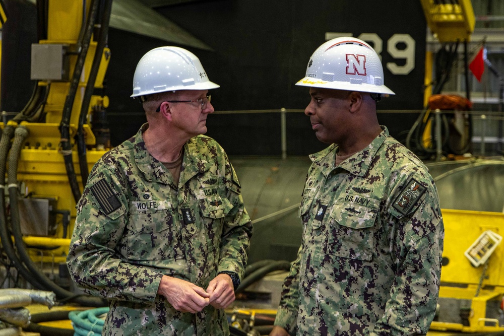 Vice Adm. Johnny Wolfe Jr. and Rear Adm. Robert Lauchlan Tour USS Nebraska