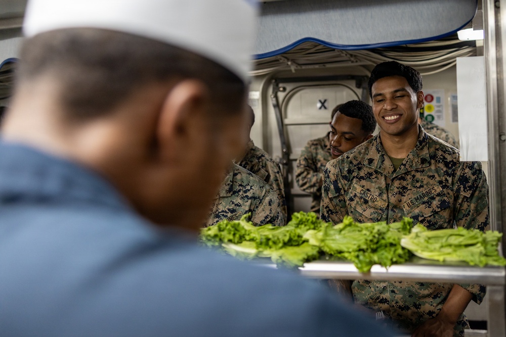 22nd MEU(SOC) | Marines Celebrate Thanksgiving Aboard USS San Antonio