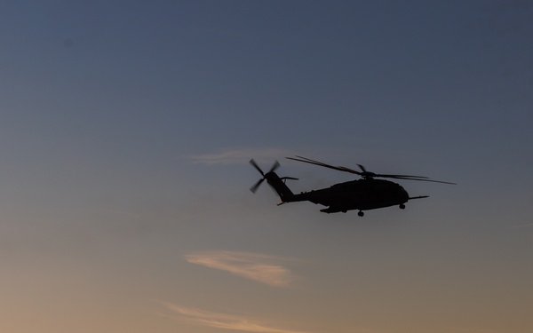 1st Recon Marines helocast from CH-53E Super Stallion during Steel Knight 25