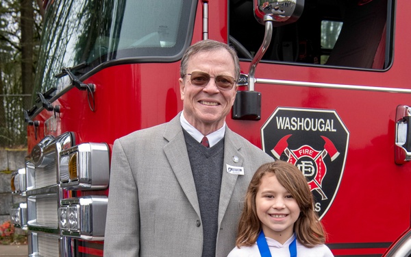 Third-grader Shelbie McQueen from Camas, Washington, is recognized for her exceptional courage and quick thinking