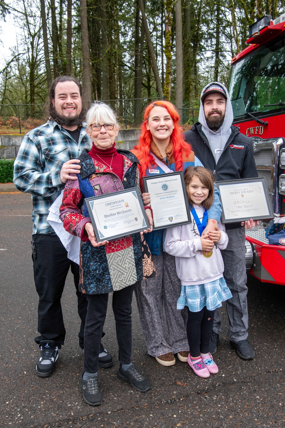 Third-grader Shelbie McQueen from Camas, Washington, is recognized for her exceptional courage and quick thinking