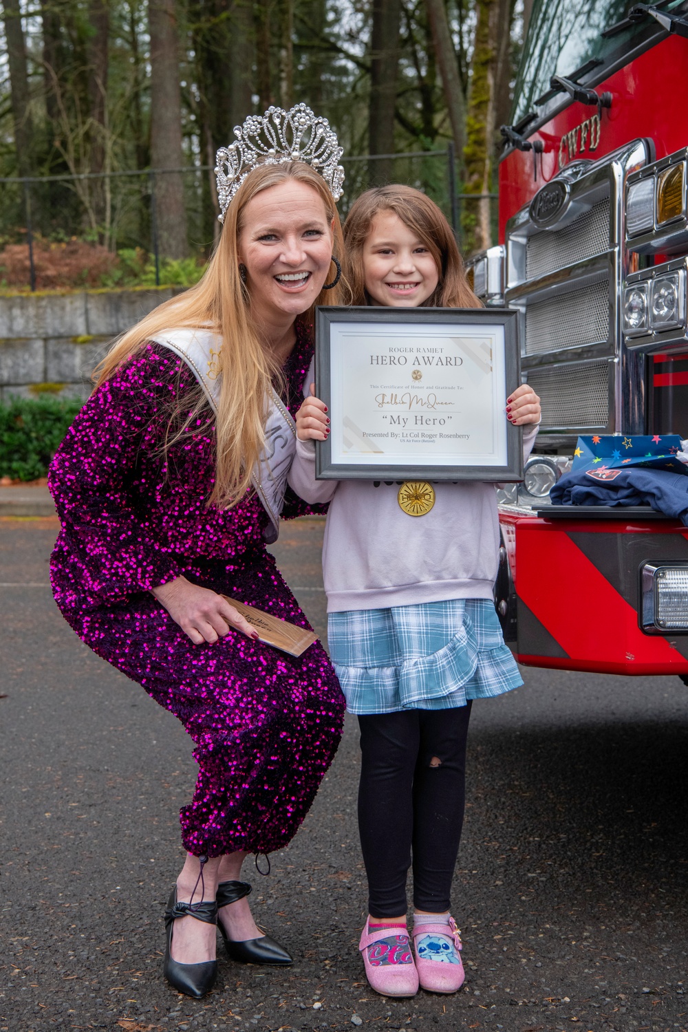 Third-grader Shelbie McQueen from Camas, Washington, is recognized for her exceptional courage and quick thinking
