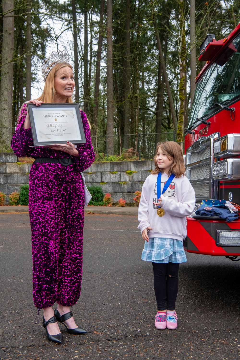 Third-grader Shelbie McQueen from Camas, Washington, is recognized for her exceptional courage and quick thinking
