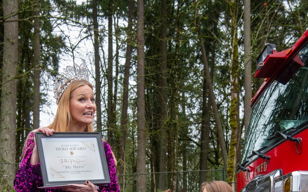 Third-grader Shelbie McQueen from Camas, Washington, is recognized for her exceptional courage and quick thinking