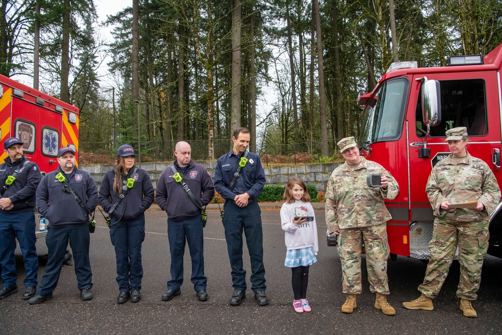 Third-grader Shelbie McQueen from Camas, Washington, is recognized for her exceptional courage and quick thinking