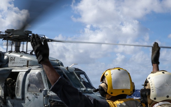 USS Frank E. Petersen Jr. conducts flight operations