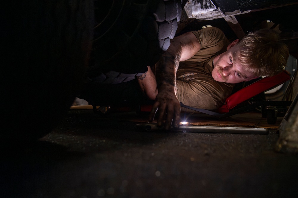 Nimitz Sailor Conducts Trailer Maintenance