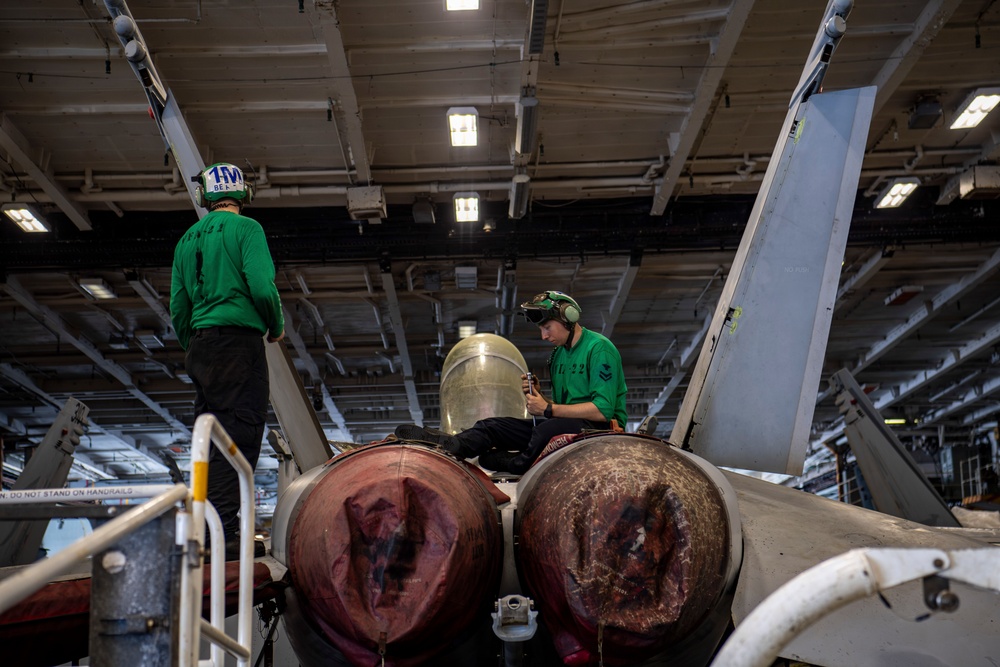 Nimitz Sailors Conduct Aircraft Maintenance