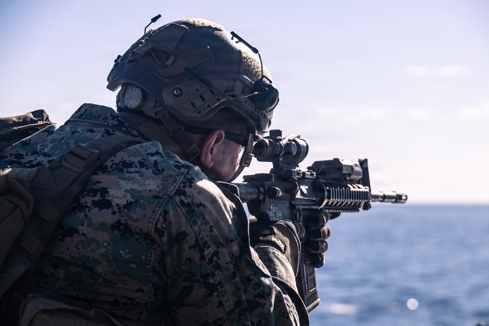 11th MEU Marines and Sailors conduct Defense of the Amphibious Task Force Drills aboard USS Portland