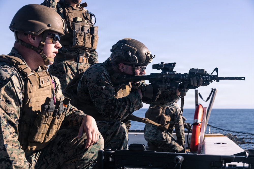 11th MEU Marines and Sailors conduct Defense of the Amphibious Task Force Drills aboard USS Portland