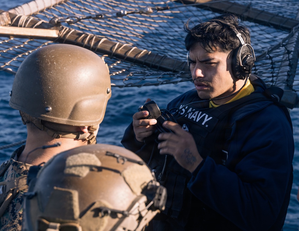 11th MEU Marines and Sailors conduct Defense of the Amphibious Task Force Drills aboard USS Portland