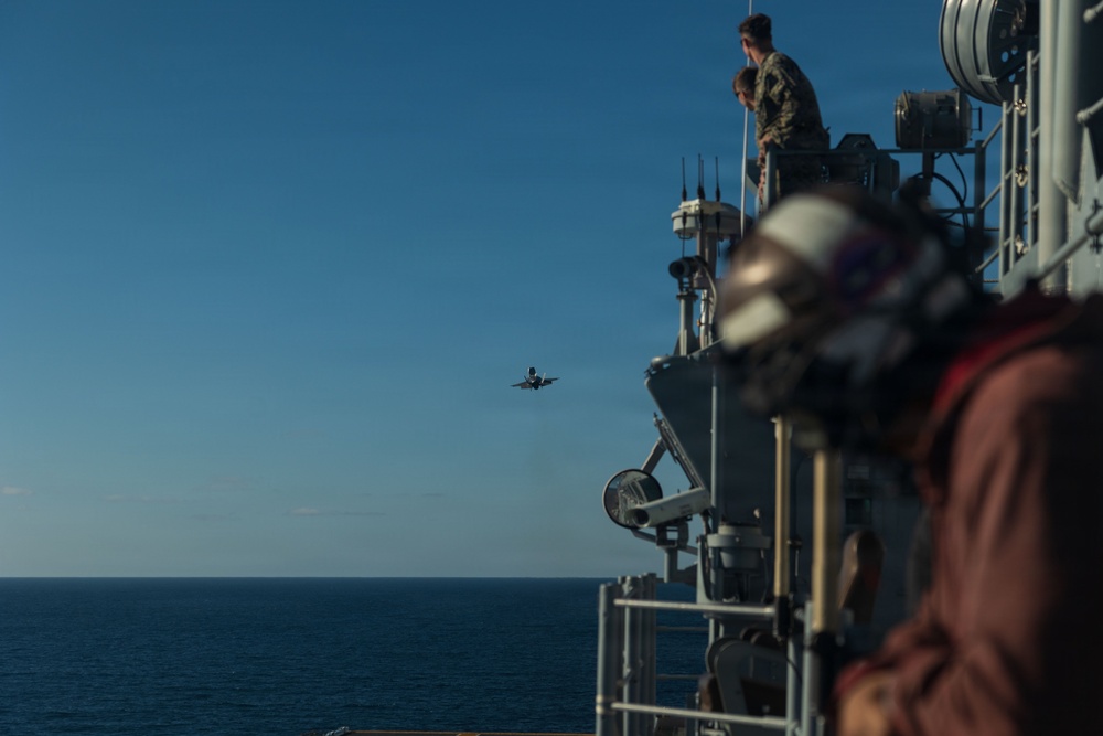 11th MEU Marines, Sailors Conduct F-35B Deck Landing Qualifications