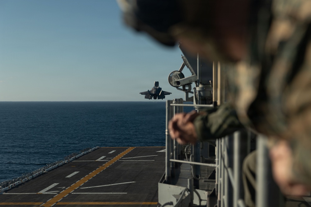 11th MEU Marines, Sailors Conduct F-35B Deck Landing Qualifications