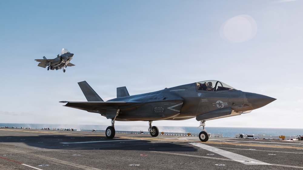 11th MEU Marines, Sailors Conduct F-35B Deck Landing Qualifications