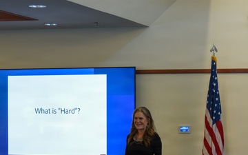 Marianne Martin speaks to 140th Wing