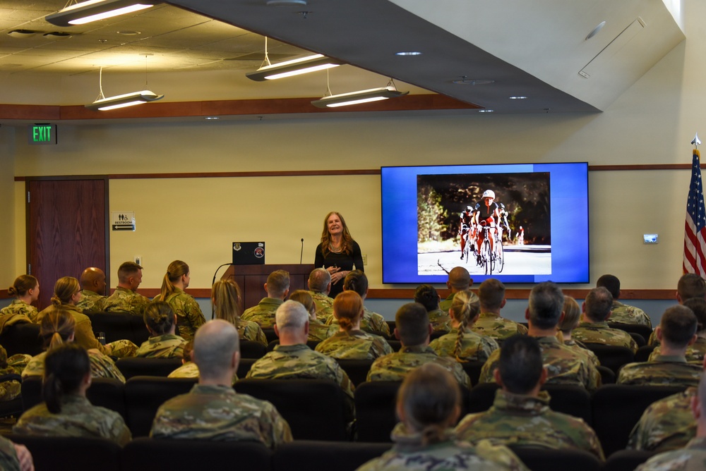 Marianne Martin speaks to 140th Wing