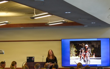 Marianne Martin speaks to 140th Wing
