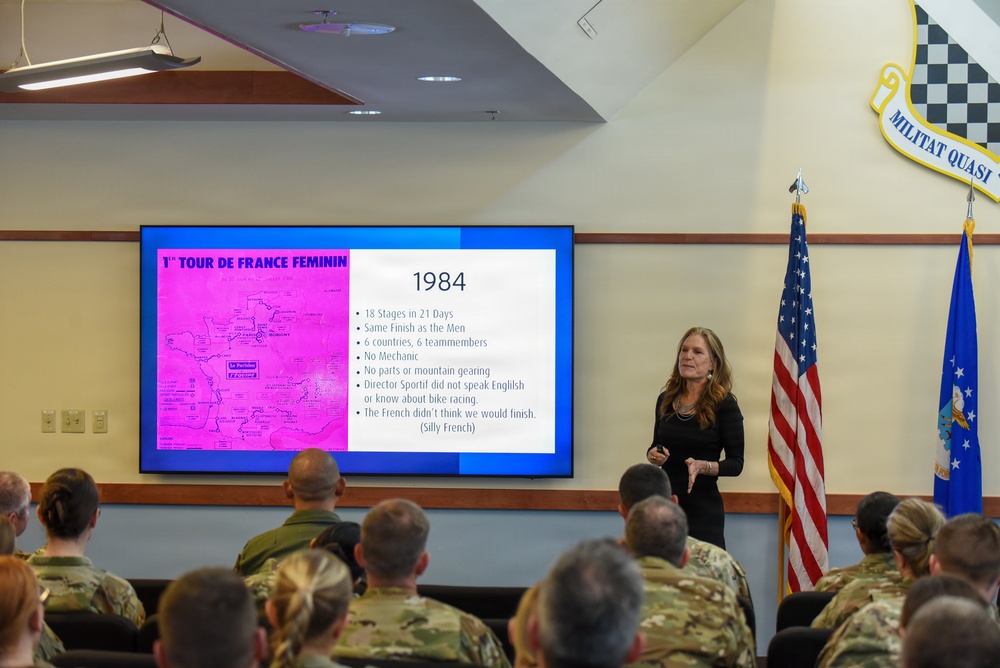 Marianne Martin speaks to 140th Wing