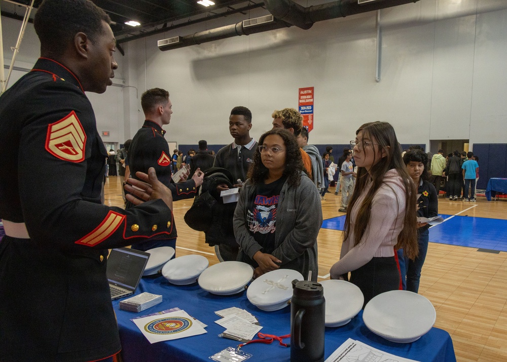 Austin North Marines visit Harmony School of Endeavor