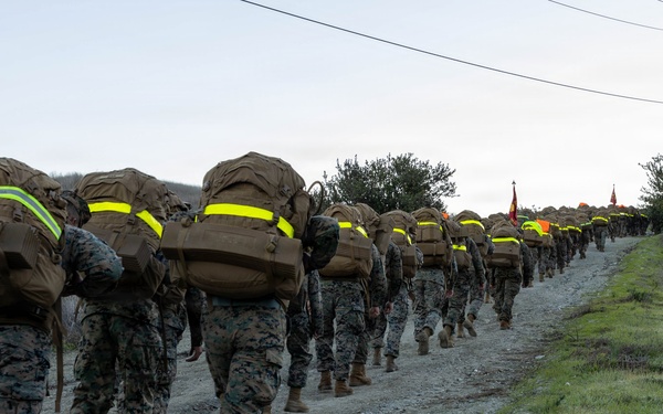 1st CRR Marines and Sailors Partake in Sustainment Hike