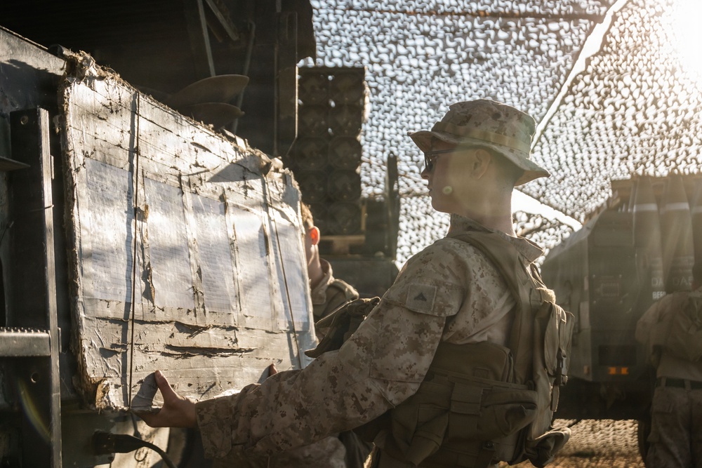 1st Bn., 11th Marines conduct night fire missions during Steel Knight 25