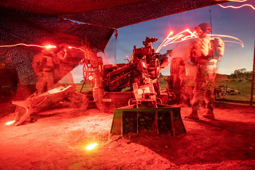 1st Bn., 11th Marines conduct night fire missions during Steel Knight 25