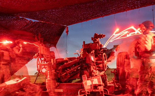 1st Bn., 11th Marines conduct night fire missions during Steel Knight 25