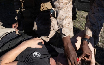 U.S Marines, Sailors from across I MEF treat simulated patients in Battalion Aid Station during Steel Knight 25