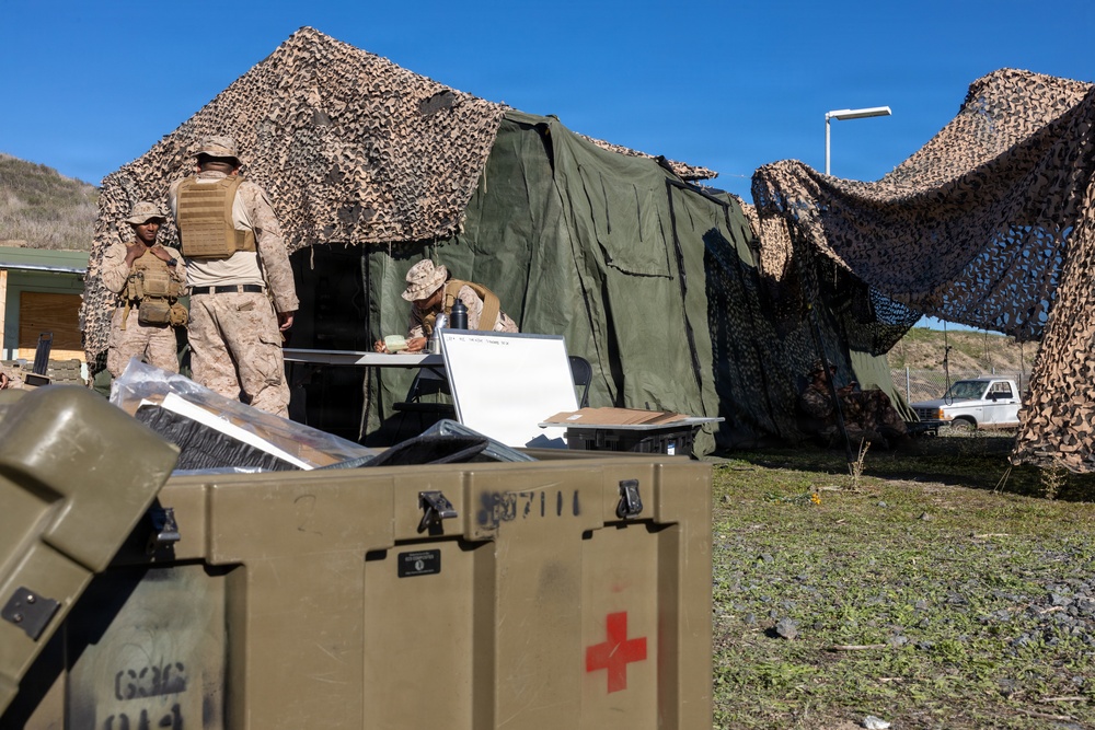 U.S Marines, Sailors from across I MEF treat simulated patients in Battalion Aid Station during Steel Knight 25