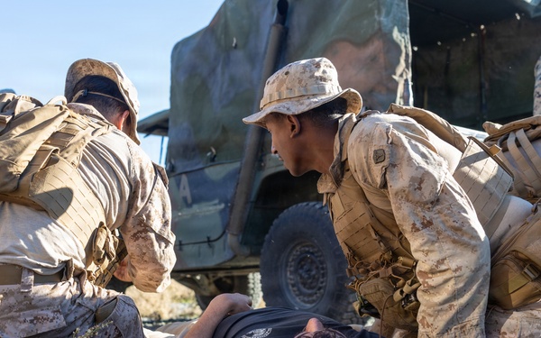 U.S Marines, Sailors from across I MEF treat simulated patients in Battalion Aid Station during Steel Knight 25