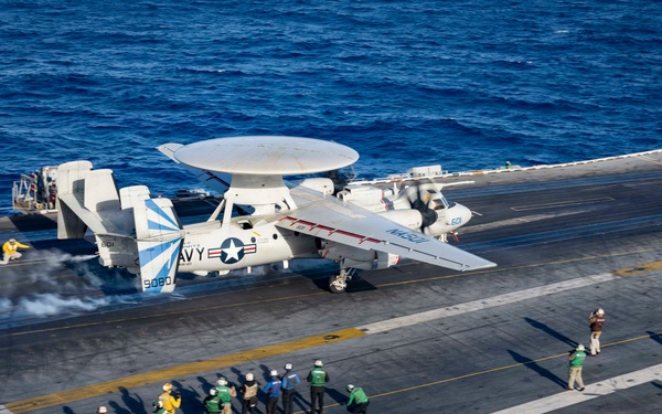 AN E-2D Hawkeye Prepares To Launch From The Flight Deck