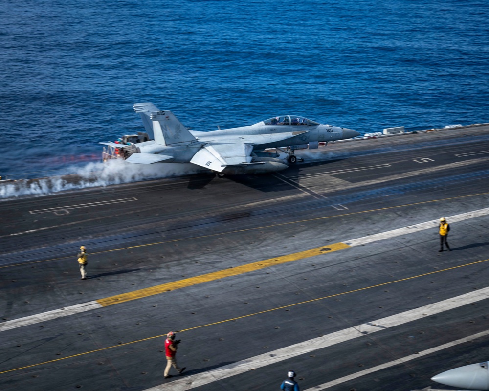 An F/A-18F Super Hornet Prepares To Launch From The Flight Deck