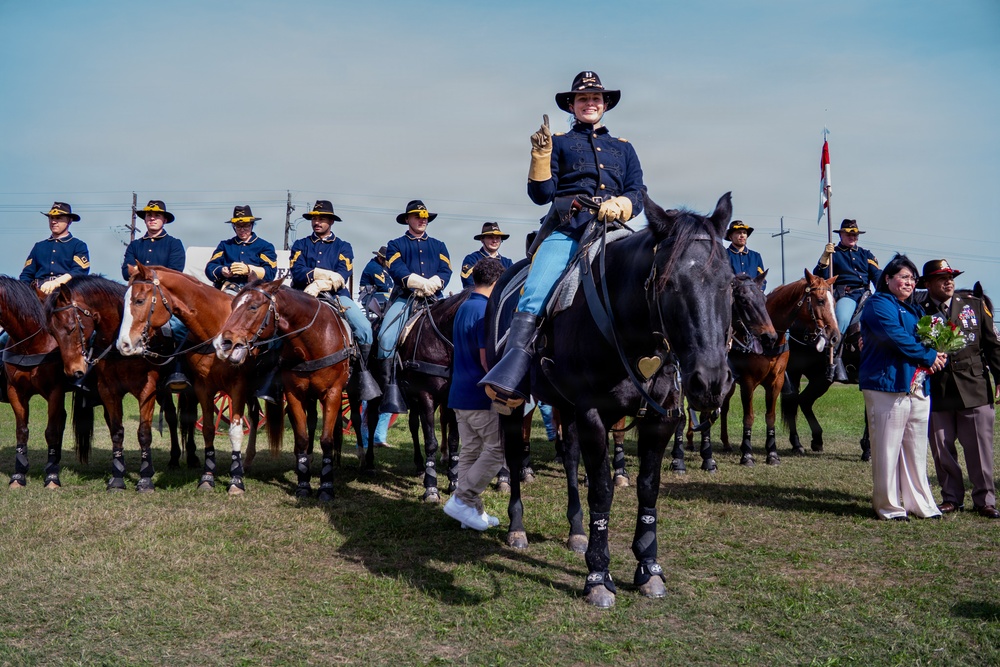 1st Cavalry Division Horse Cavalry Detachment performs ceremonial charge